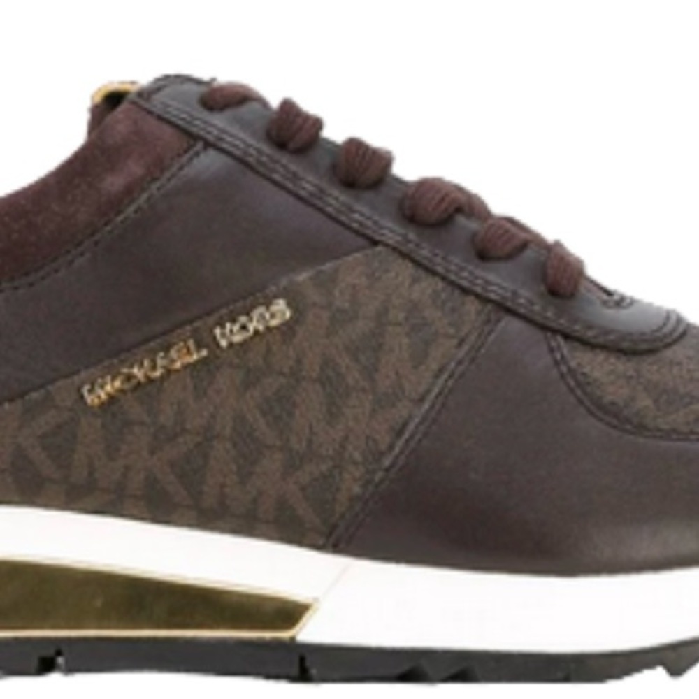 Michael Kors Dark Brown Sneakers with Gold Detail